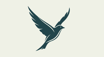 Obraz premium Minimalist graphic of a bird soaring high in the sky, conveying freedom and hope