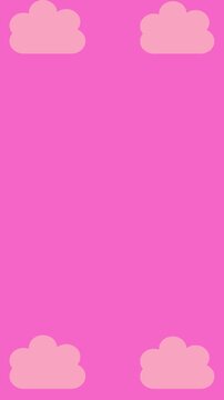 Animated Cute Pink Clouds in Four Corners on Bright Pink Background