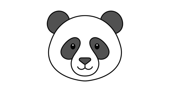 Simple illustration of a panda face with black and white coloring perfect for various uses