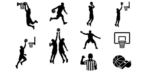 Basketball Slam Dunk Athlete Silhouette © T-Shop