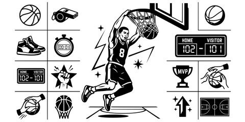 Basketball Slam Dunk Athlete Silhouette © T-Shop