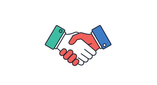 Animated Handshake Icon Representing Collaboration, Agreement, and Partnership in Vibrant Colors