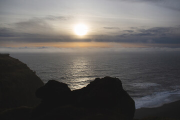 Sunset over the Atlantic ocean from Icelandic coastal cliffs © Tsyb Oleh