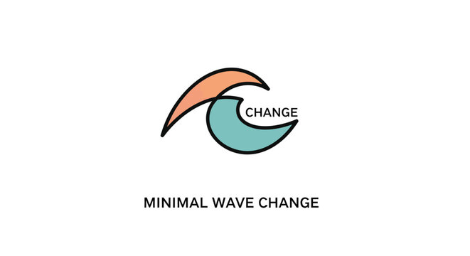 Minimal wave change logo representing concept of transformation and development in a clean design