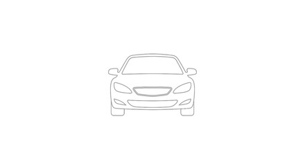 Obraz premium Front-facing outline illustration of a car on a stark white background for design purposes