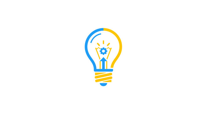 Creative concept symbolising innovation, ideas, and a bright future using lightbulb and gears