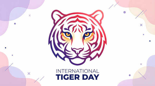 International Tiger Day colorful tiger head logo with vibrant gradient