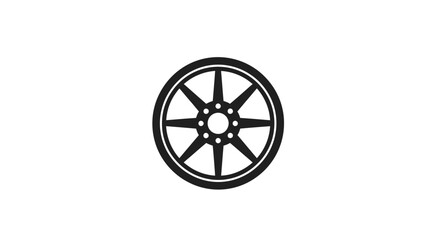 Obraz premium Minimalist Wheel Icon on White Background, Suitable for Transportation and Automotive Concepts