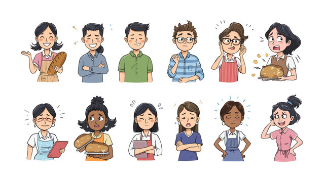 Emotions in Everyday Life: A collection of diverse individuals, showcasing a spectrum of emotions and gestures in various scenarios.