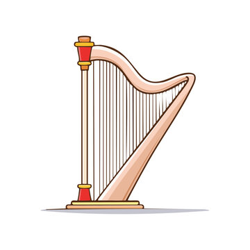 Stylized illustration of a classical stringed musical instrument harp in warm tones
