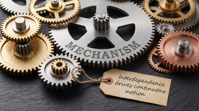 Structured Arrangement of Gears Illustrating Mechanism and Interdependence