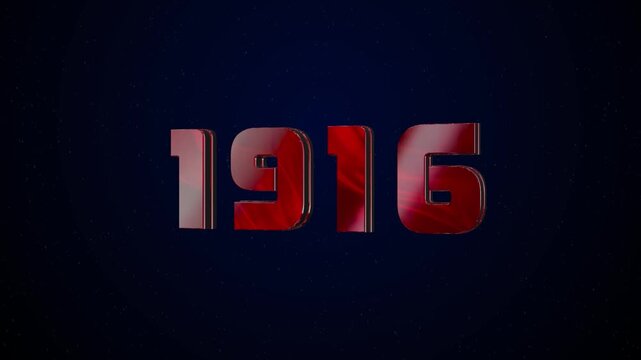 1916 Historical Year Animation - Cinematic Metallic Text