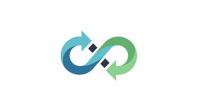 Abstract Loop Logo Design Depicting Interconnectedness and Continuous Process with Arrows