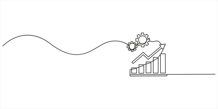 
Three moving cog gear wheel sign continuous one line drawing on white background minimalist business work symbol outline vector illustration Illustration of two mechanical gears, made in one continuo