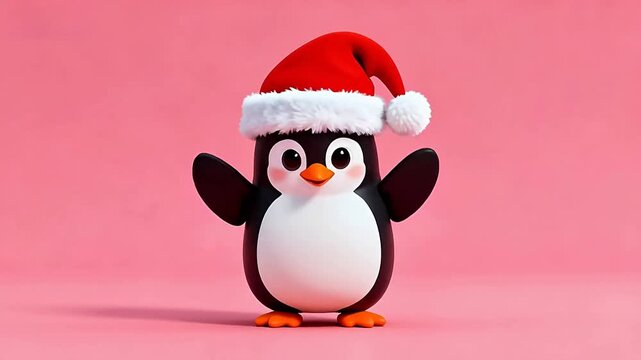Penguin wearing Santa hat