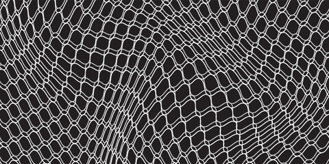 Net waves modern texture for fishing on black background. Seamless simple pattern. Vector illustration © Rayyan