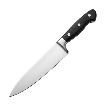 Sharp stainless steel chef knife with black handle
