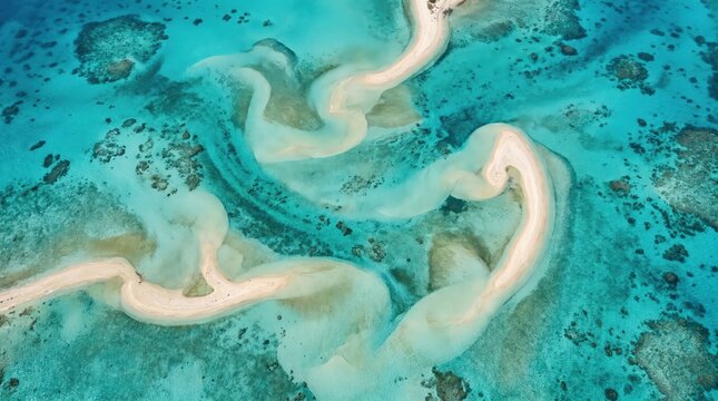 Aerial view of ocean currents.