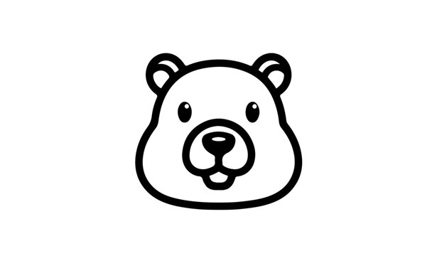 Cute bear face vector icon minimalist line art