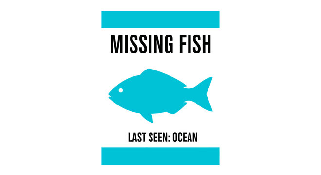 Missing Fish Poster with Ocean Last Seen Text