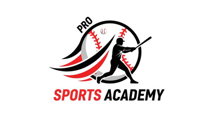 Fototapeta premium Dynamic Baseball Emblem Featuring a Striking Silhouette of a Batter Hitting With Strength