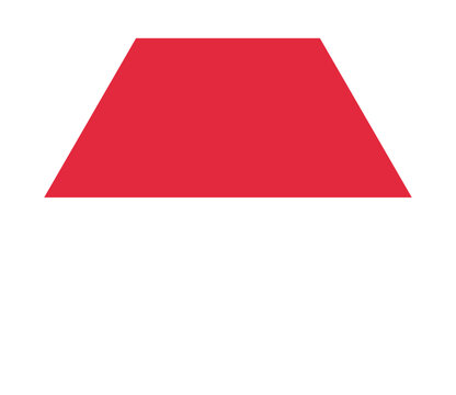 Red trapezoid geometric shape icon on white background.