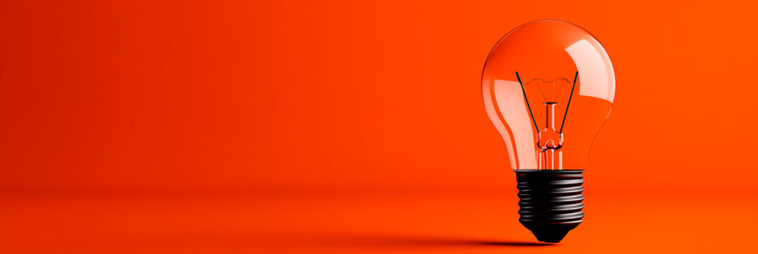 bulb on orange background. 3D rendering