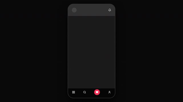 Dark UI Mobile App Animation: Likes and Profiles Feed Scrolling