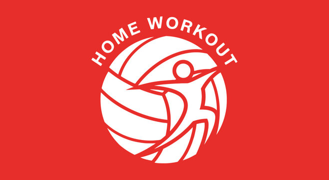 Dynamic Home Fitness Logo Depicting Energetic Workout Routine Exercise Program Activity