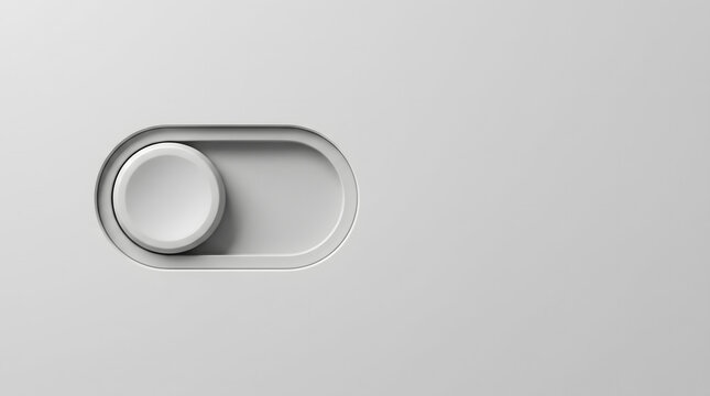 Toggle switch in off position on light gray background indicating control and choice.