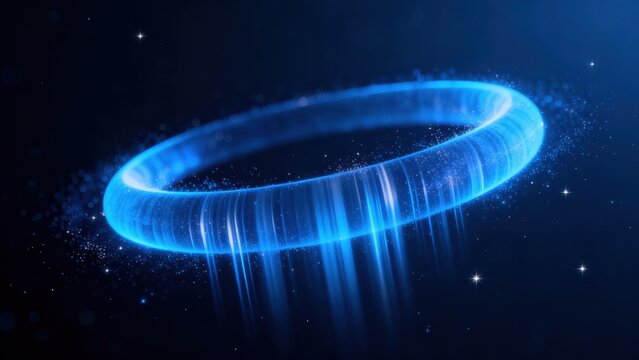Blue glowing ring in space