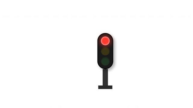 Animated Flashing Red Stop Traffic Light Signal on White Background