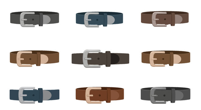 Collection of Leather Belts in Various Colors and Buckles, Fashion Accessories