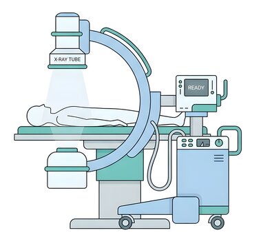 X-ray Machine Vector Illustration &ndash; Diagnostic Radiology Medical Equipment