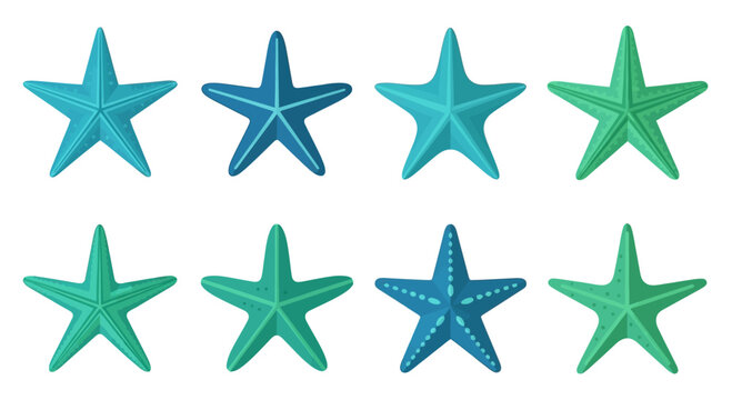 Set of Starfish Icons, Marine Life, Ocean Creatures, Nautical Theme, Vector Graphics