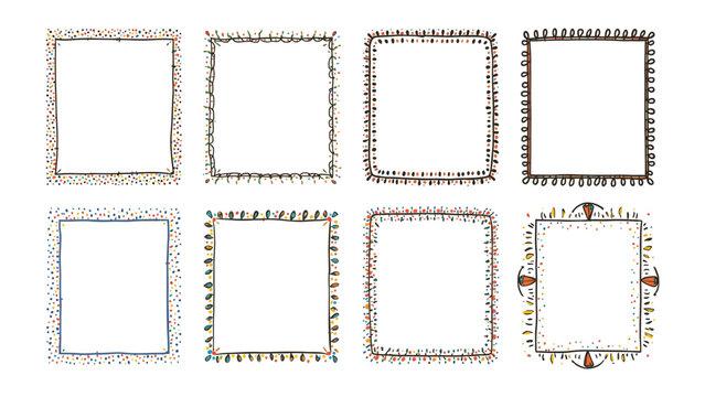 Ornate Frame Designs: A collection of exquisitely detailed, square frames, each with a unique ornamental design, showcasing diverse textures and artistic embellishments.