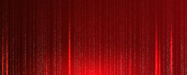 Virus Code Flow Red Binary Code Bug Cyber Attack Pattern. Malware Attack Ransomware Warning Background. Computer Hacking Cyber Security Breach. AI Data Phishing Digital Fraud BG. Vector Illustration © artyway