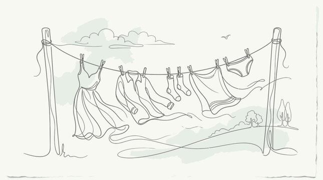 Laundry drying on a clothesline outdoors.