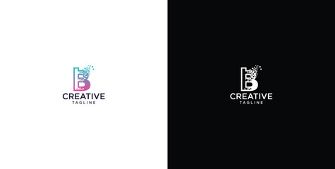 smart bulb tech logo design, creative idea, digital logo technology, initial logo design B © micky_adb01