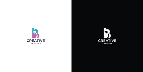 smart bulb tech logo design, creative idea, digital logo technology, initial logo design B © micky_adb01