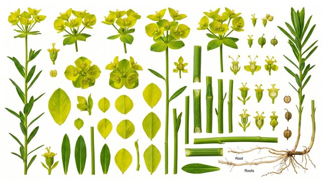 botany plant green leaves roots stem flower flora botanical nature herb plant parts leaf root system botanical illustration plant structure green leaves yellow flowers