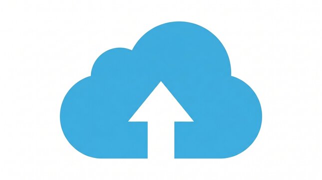 Cloud storage upload icon with blue cloud and white arrow