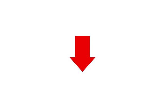 Red Downward Arrow Decreasing Animation on White Background