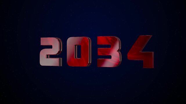 2034 Historical Year Animation - Cinematic Metallic Text