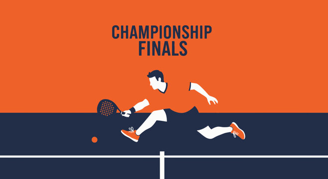 Dynamic Padel Player Amidst Championship Finals with Vivid Color Contrast and Action