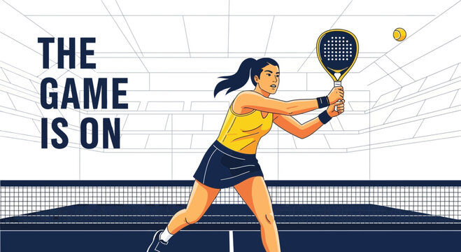 Dynamic Padel Player Action: The Game Is On, Delivering Winning Performance And Vigor