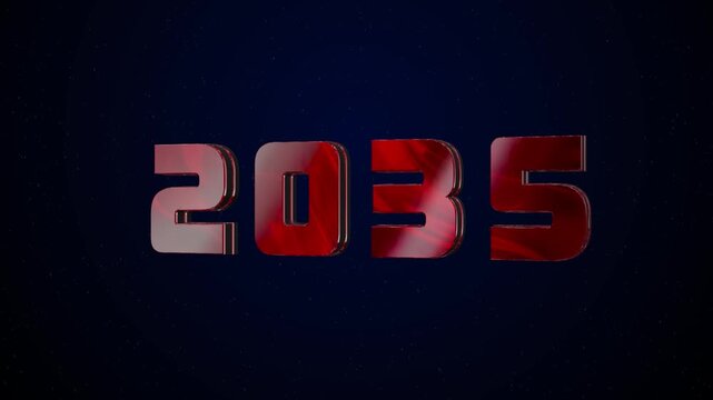 2035 Historical Year Animation - Cinematic Metallic Text