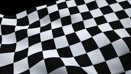 Obraz premium End race flag waving in wind isolated on black background