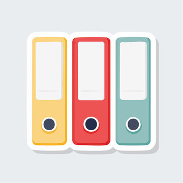 Three colorful ring binders on a light gray background