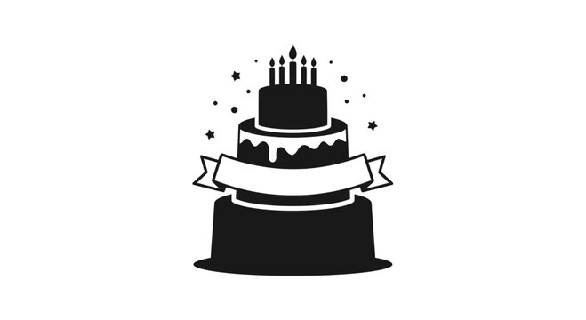 Birthday cake with lit candles.